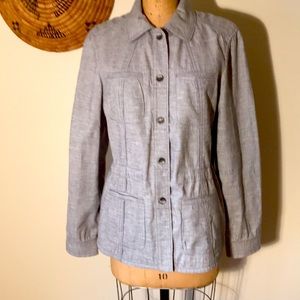 Linen & cotton inside drawstring safari type jkt